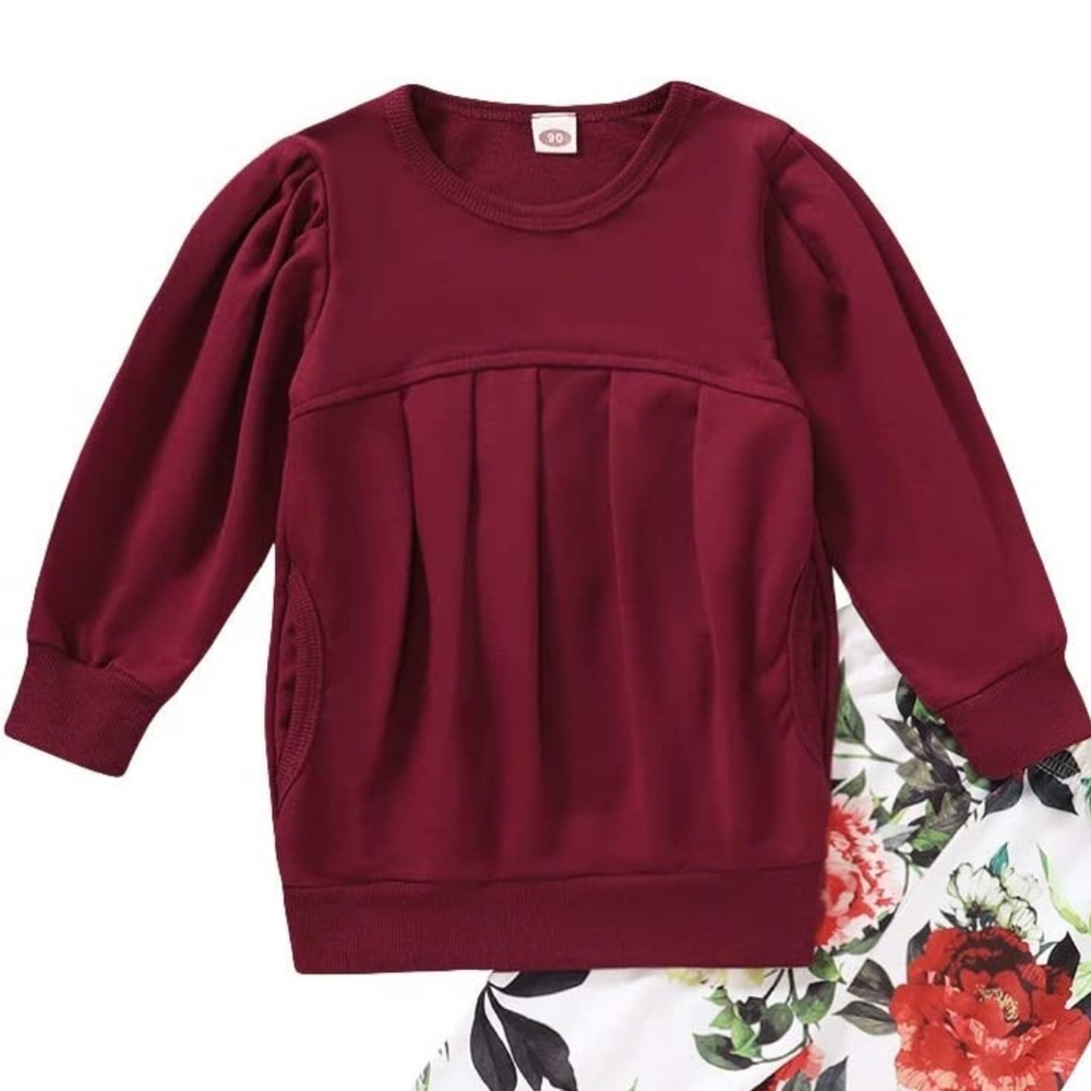 CM C&M WODRO Toddler Girls Warm Long Sleeve Top Size 2T MAROON LIKE NEW